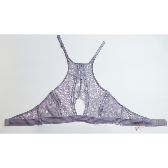 VICTORIA'S SECRET Very Sexy Floral Lace Halter Bralette -Lavender, New with Tag - Picture 2 of 8